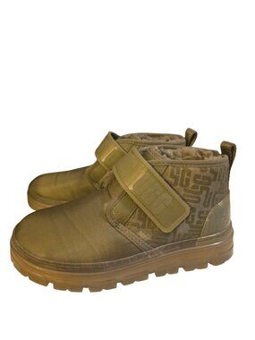 UGG Womens Olive Green Neumel Graphic Monogram Sheepskin Boots Sz 7